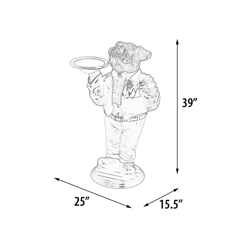 Boxer Dog Butler with Tray Statue Novelty Decor
