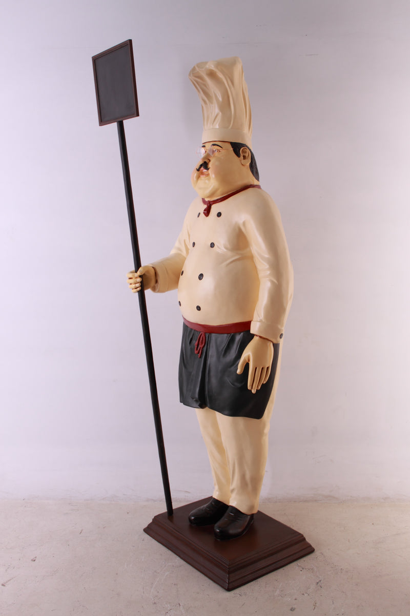 Large Chef with Chalkboard Statue Restaurant Kitchen Decor