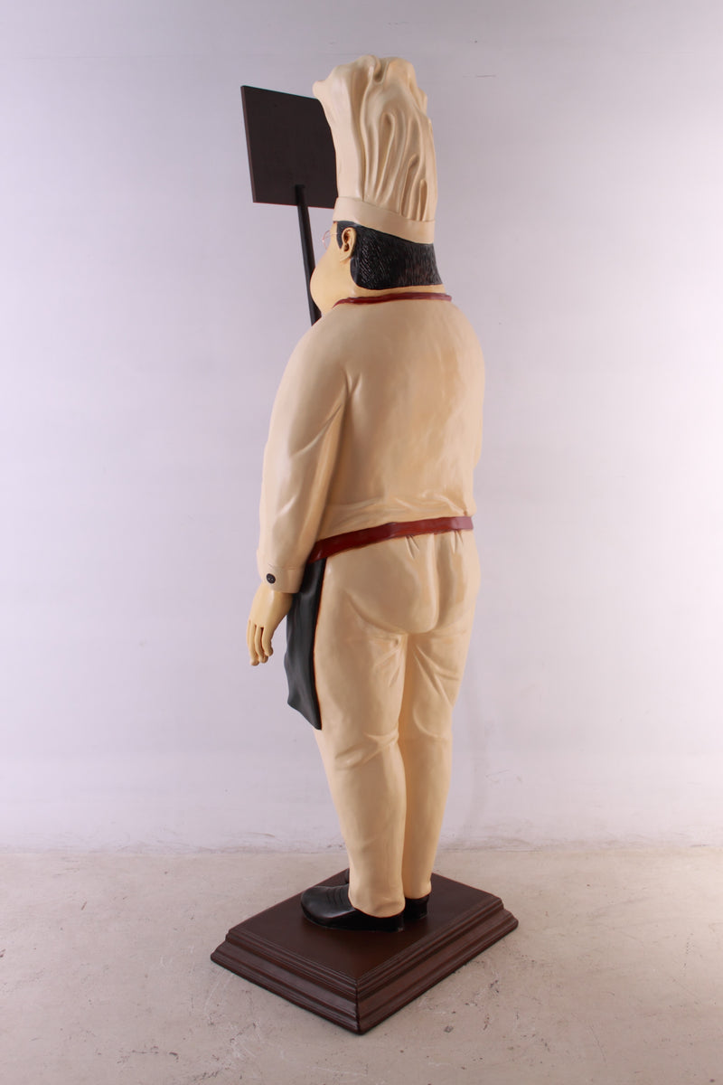 Large Chef with Chalkboard Statue Restaurant Kitchen Decor