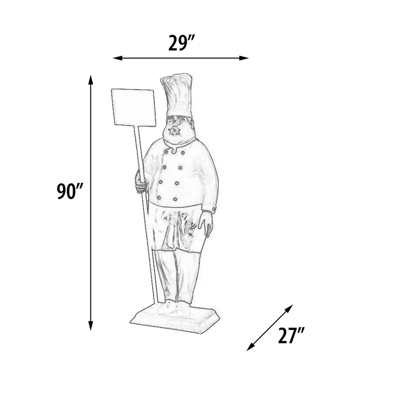 Large Chef with Chalkboard Statue Restaurant Kitchen Decor