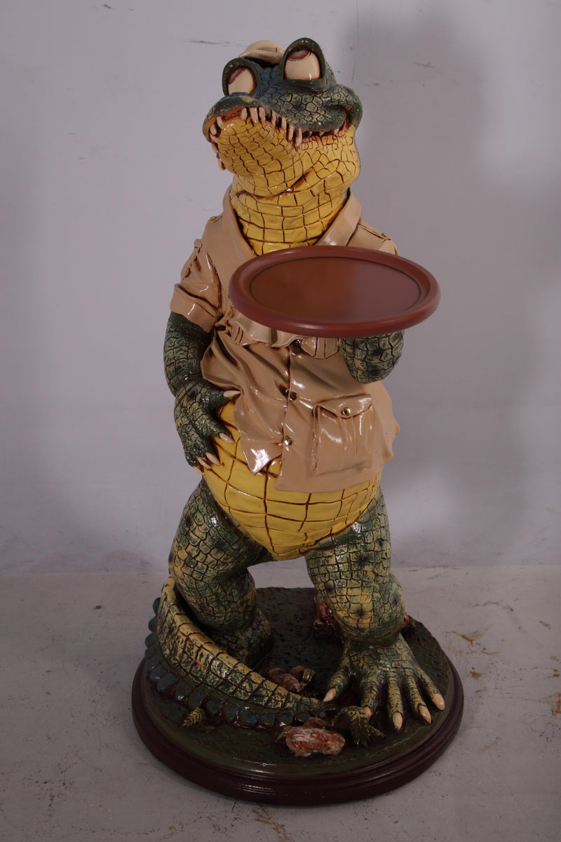 Crocodile Butler Statue Novelty Decor