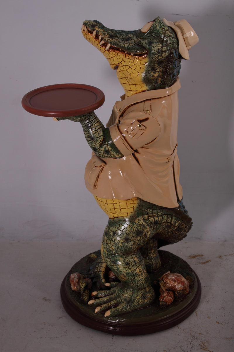 Crocodile Butler Statue Novelty Decor