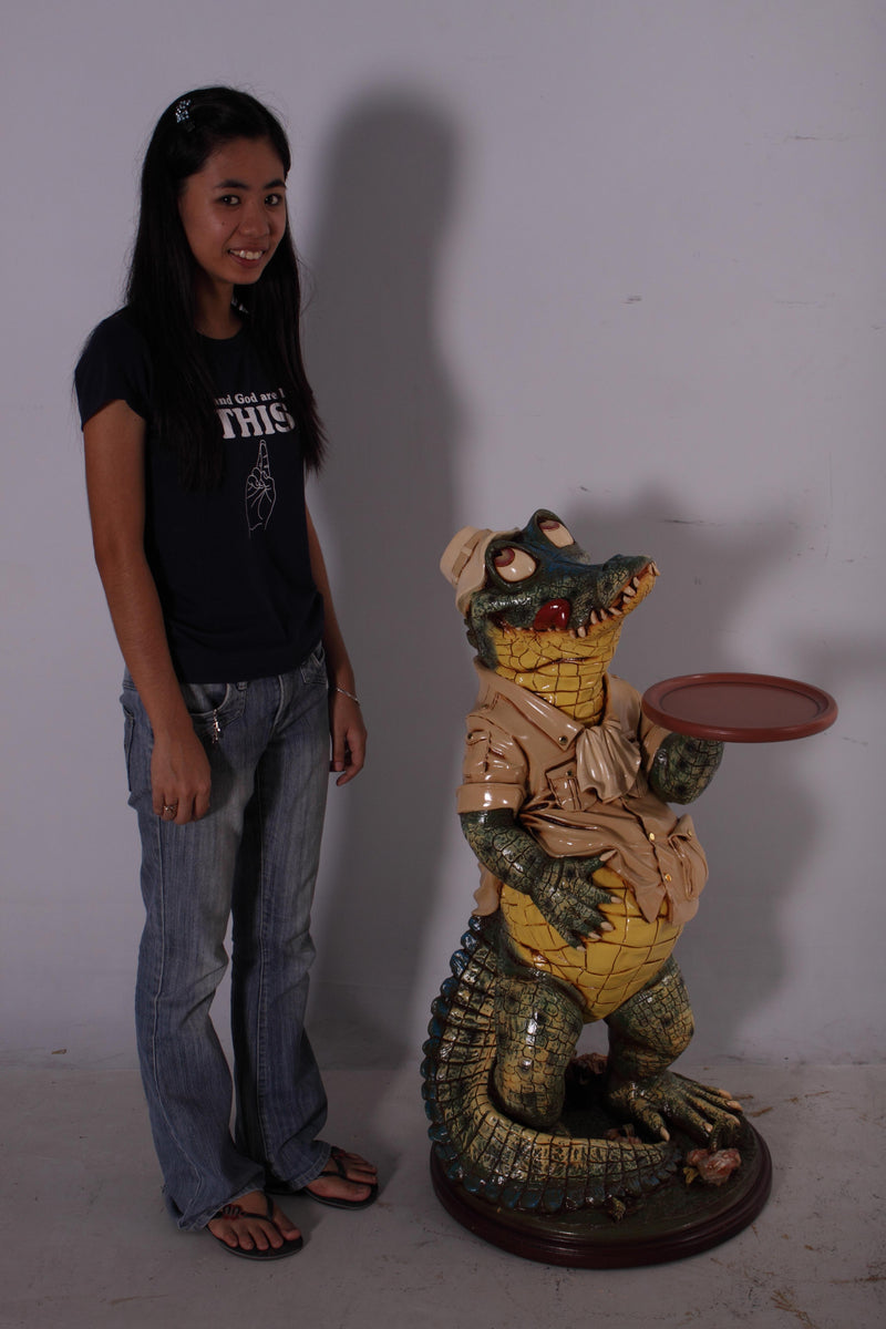Crocodile Butler Statue Novelty Decor