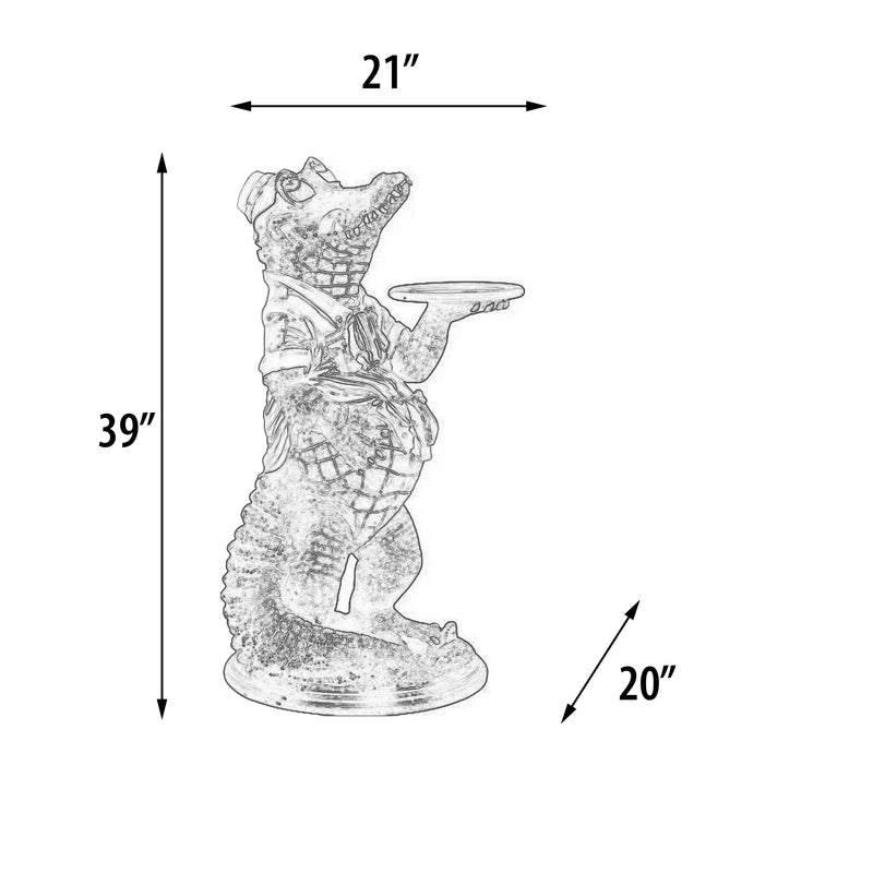 Crocodile Butler Statue Novelty Decor