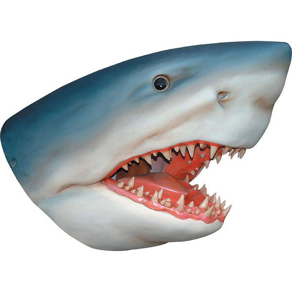 32.25"H Great White Shark Wall Bust Fiberglass Novelty Collectable decor