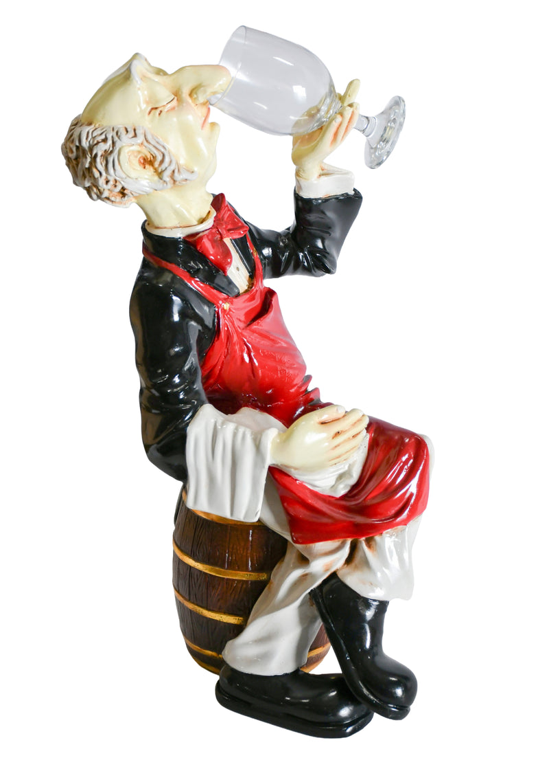 Sitting Wine Connoisseur on Barrel Novelty Bar Kitchen Decor