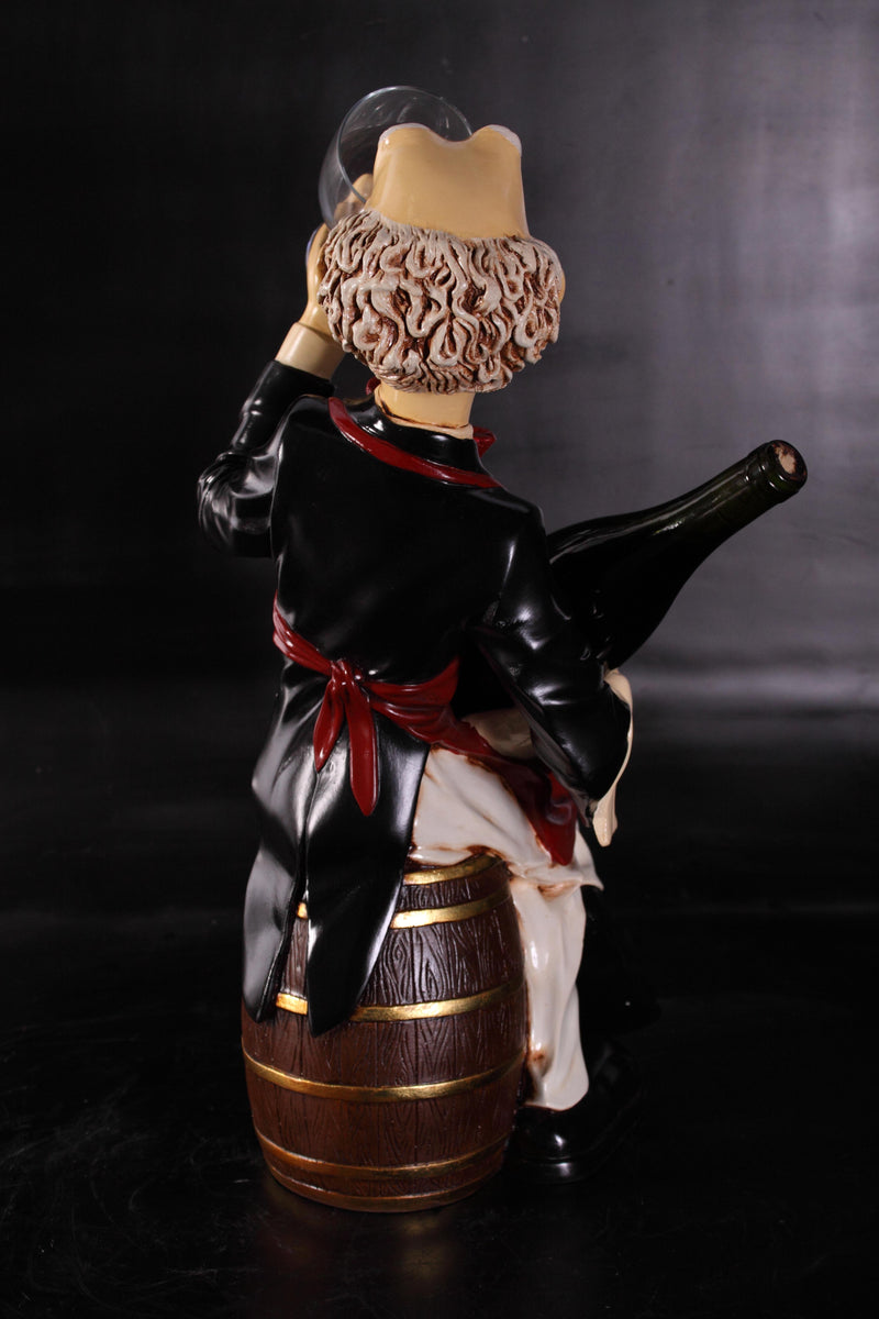 Sitting Wine Connoisseur on Barrel Novelty Bar Kitchen Decor