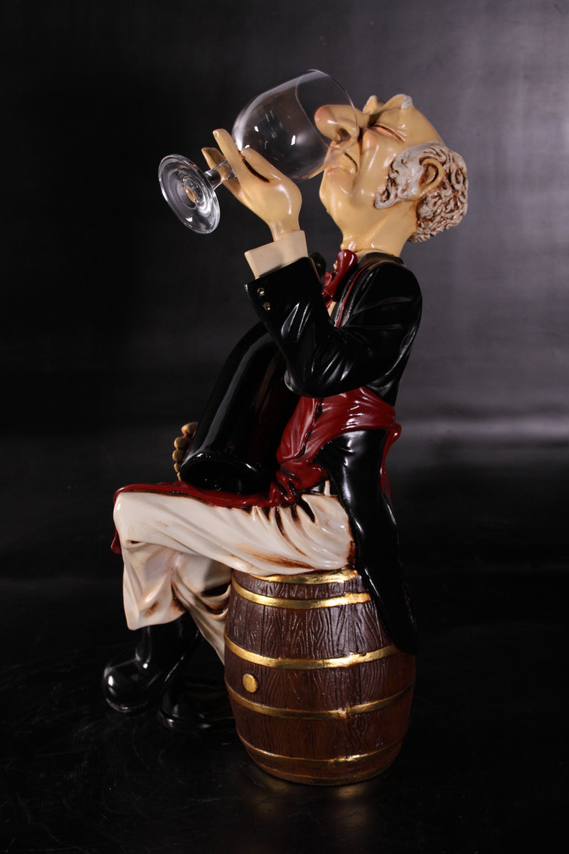 Sitting Wine Connoisseur on Barrel Novelty Bar Kitchen Decor