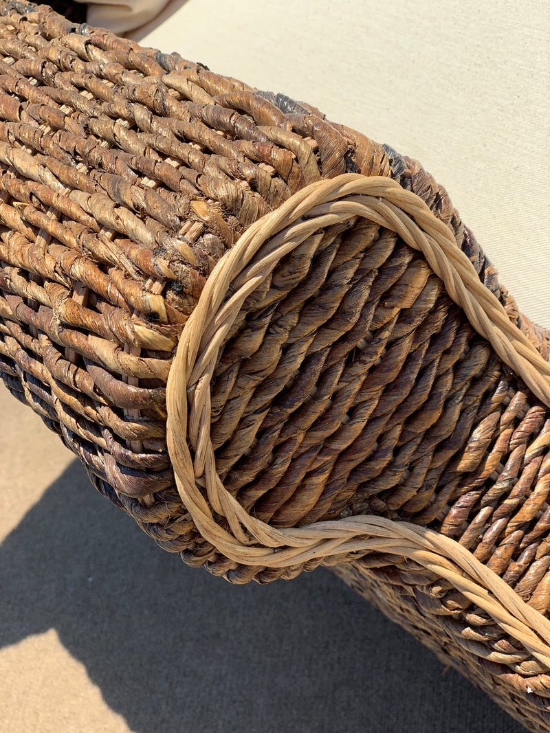 Cabana Grand Club Chair, Hand Woven, Mahogany Frame, Neutral Fabrics