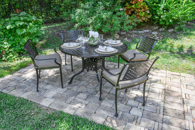 Savannah Round Dining Table 48 Inch, Outdoor, Cast Aluminum, Bridgeton Moore, Patio, Furniture