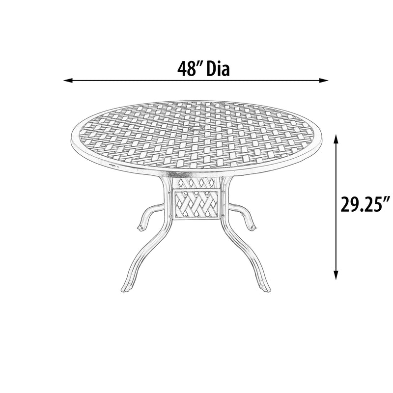 Savannah Round Dining Table 48 Inch, Outdoor, Cast Aluminum, Bridgeton Moore, Patio, Furniture