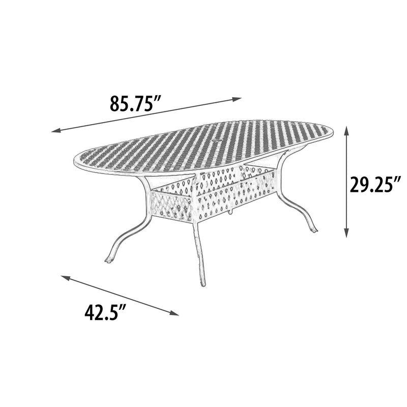Savannah Oval Dining Table 84 Inch, Outdoor, Cast Aluminum, Bridgeton Moore, Patio, Furniture