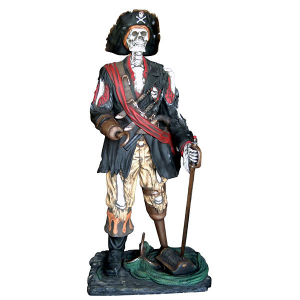 76.25"H Halloween Skeleton Pirate Fiberglass Statue Novelty Collectable Decor
