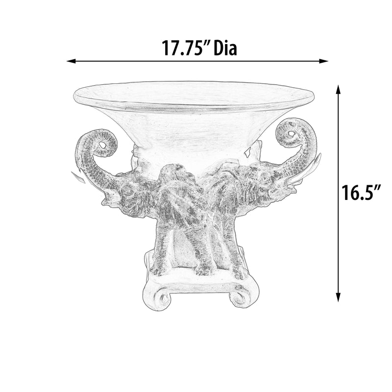 Elephant Grand Center Piece Bowl, 16.53 Inches, Serengeti Collection, Vase, Server