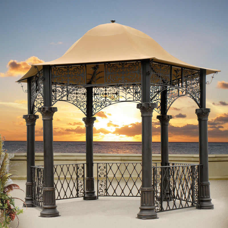 Bridgeton Moore Outdoor Gazebo Aluminum, 12 Foot Diameter, Sunbrella Dome, Bronze Powder Coat Finish