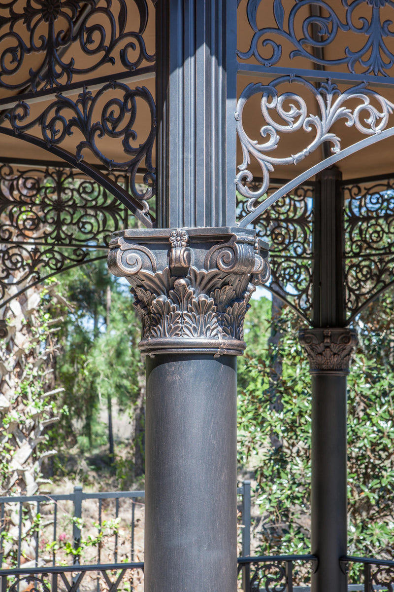 Bridgeton Moore Outdoor Gazebo Aluminum, 12 Foot Diameter, Sunbrella Dome, Bronze Powder Coat Finish