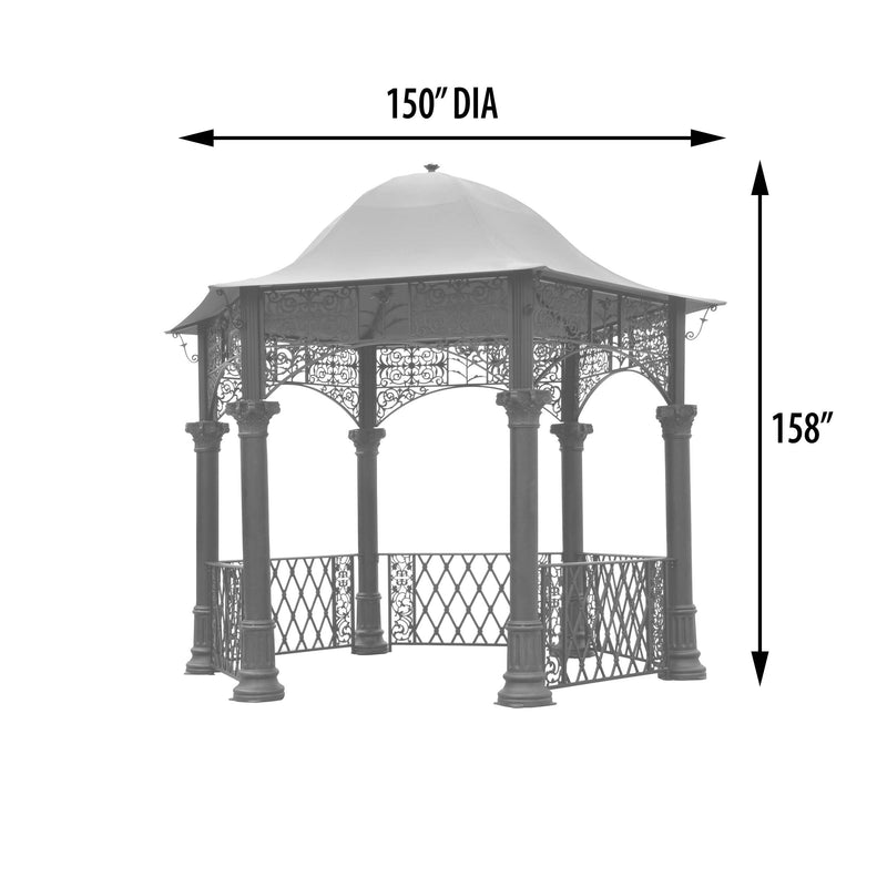 Bridgeton Moore Outdoor Gazebo Aluminum, 12 Foot Diameter, Sunbrella Dome, Bronze Powder Coat Finish