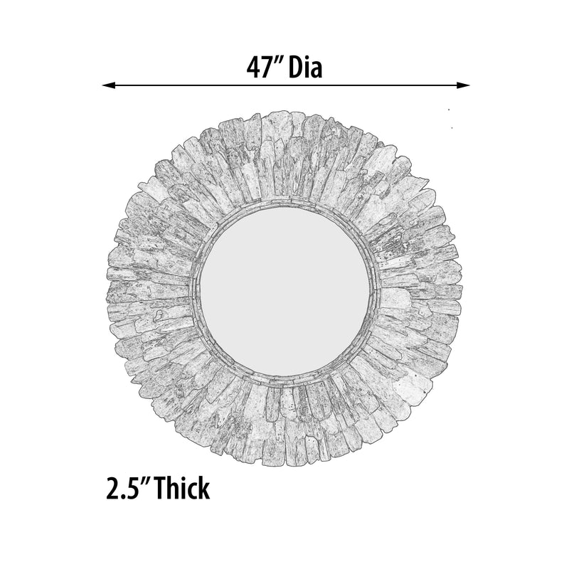Large Round Wood Chuck Mirror 120 Cm