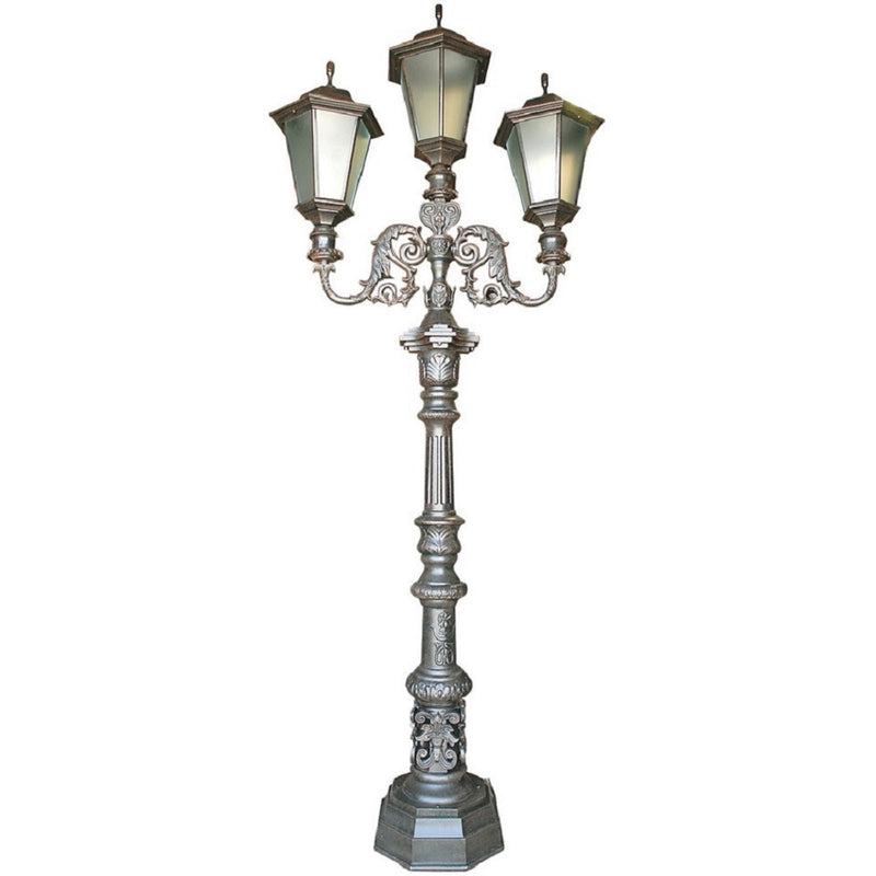 Bridgeton Moore Street Light 128 Inches Tall 3 Lantern,  Aluminum Outdoor,  Prewired, Complete