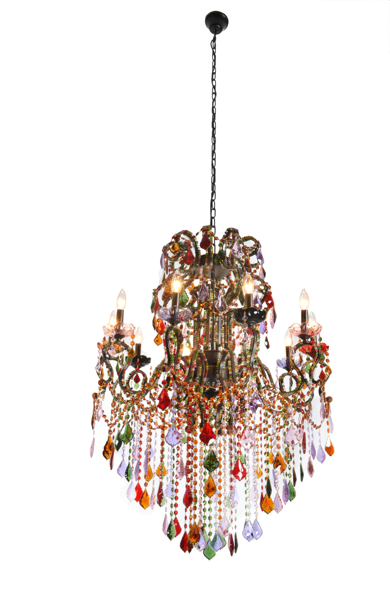 Chandelier Milano Grand Crystal 10 Arm, 43 Inch, Multi Jeweled, Iron,