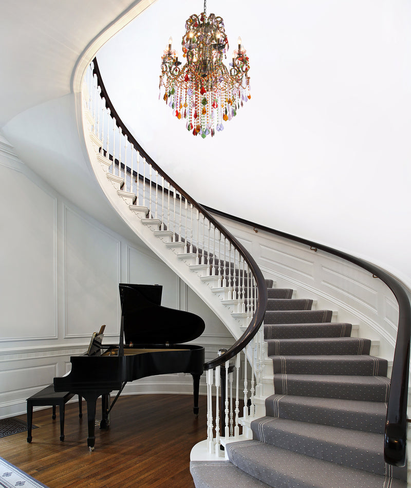 Chandelier Milano Grand Crystal 10 Arm, 43 Inch, Multi Jeweled, Iron,