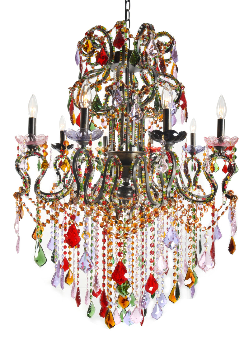 Chandelier Milano Grand Crystal 10 Arm, 43 Inch, Multi Jeweled, Iron,