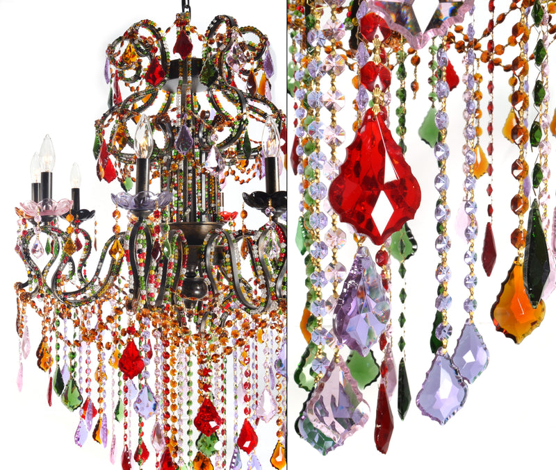 Chandelier Milano Grand Crystal 10 Arm, 43 Inch, Multi Jeweled, Iron,