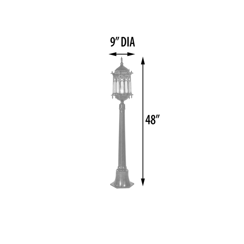 Outdoor Post Light 48" Weather Resistant Cast Aluminum Antique Street Lamp