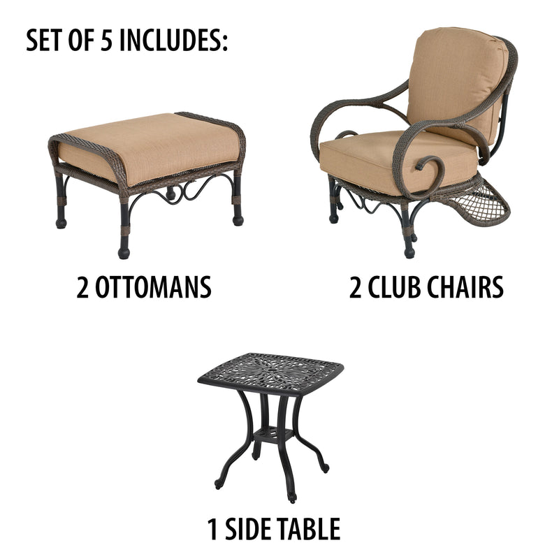 Grand Bonaire Weave 5pc Club Chair Set, Bridgeton Moore Outdoor Aluminum, Woven Patio