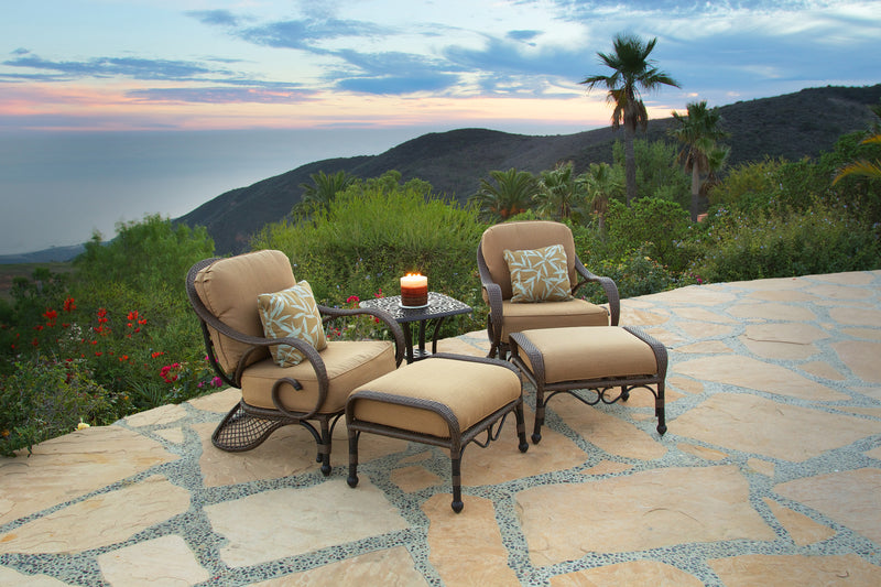 Grand Bonaire Weave 5pc Club Chair Set, Bridgeton Moore Outdoor Aluminum, Woven Patio
