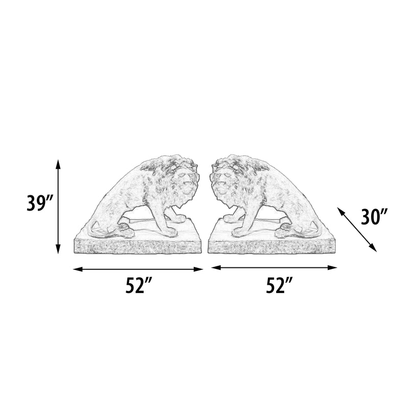 Pair of Guard Lions Entry Gate Stone Cast