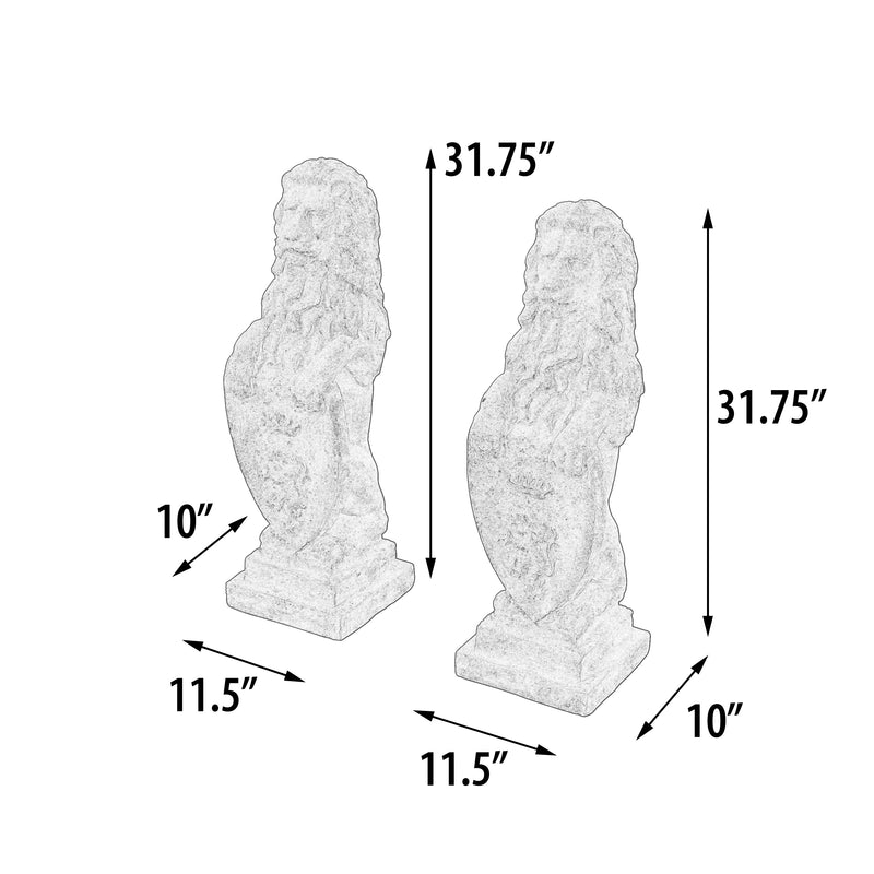 Heraldic Lion Set of 2 Faux Stone Statues