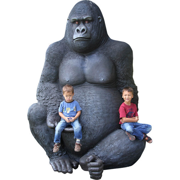 98.25"H Jumbo Silver Back Gorilla Black Fiberglass Novelty Collectable Decor