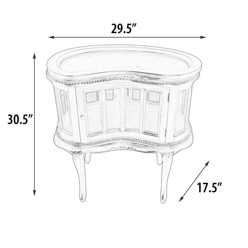 Kidney Chocolate Oval End Side Accent Table Cabinet