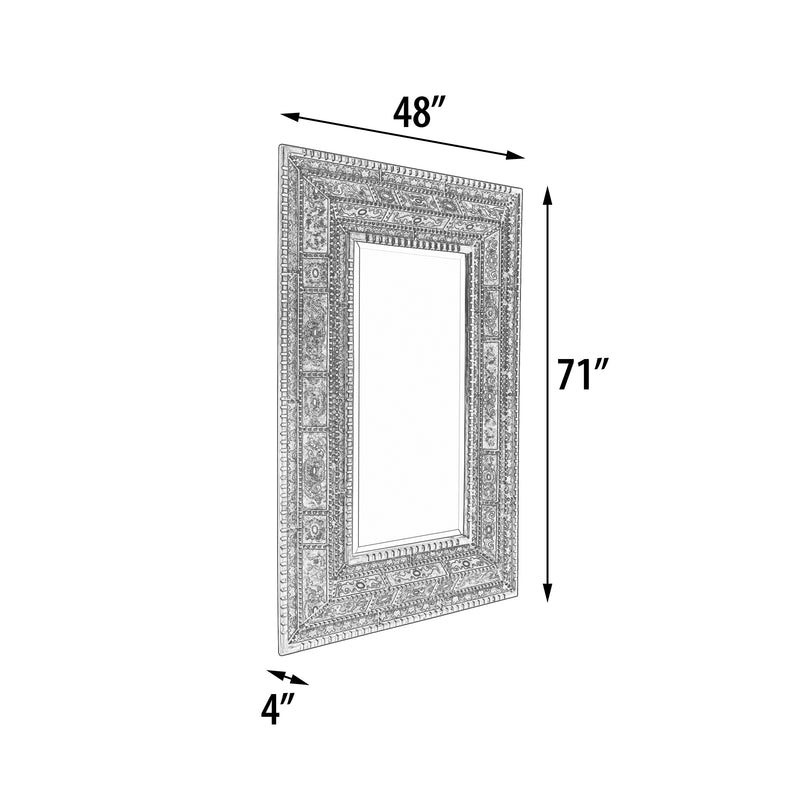 White Reverse Painted Glass Rectangular Wall Mirror 41"W x 71"H