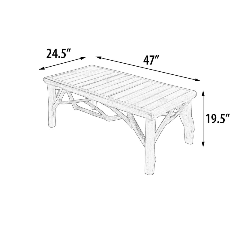 Teak Wood Lodge Rustic Coffee Cocktail Table