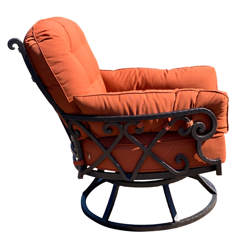 Chillounger Club Chair Outdoor,  Swivel,  Deep Seat,  Sunbrella Cushions,  Aluminum,  Bridgeton Moore Patio Furniture