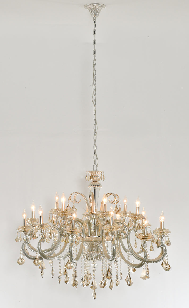 Hollywood 18 Light Silver Cognac Crystal Chandelier Pendant Ceiling Light