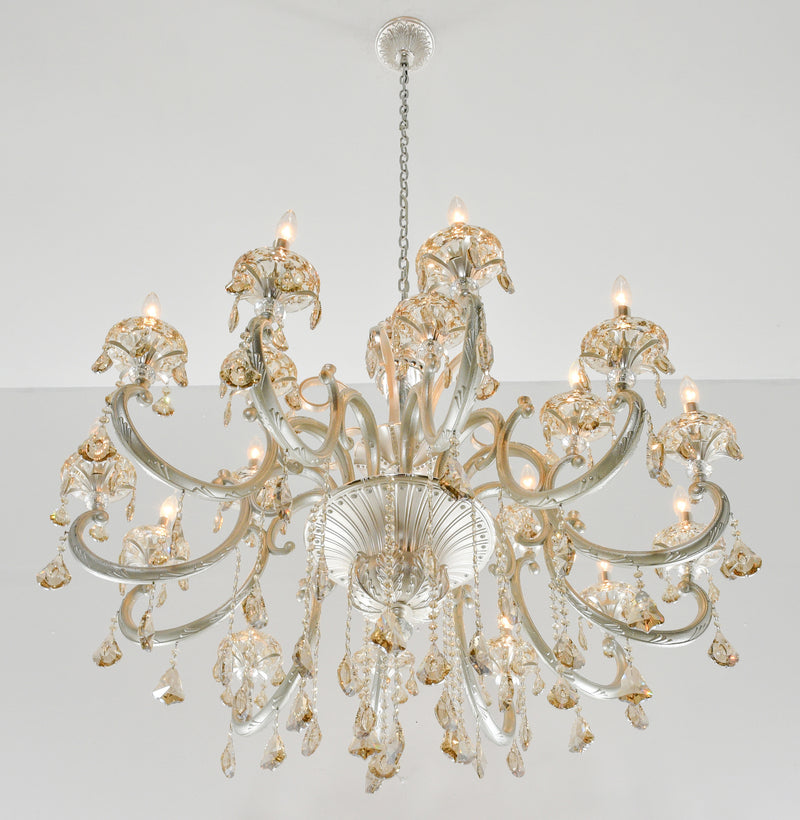 Hollywood 18 Light Silver Cognac Crystal Chandelier Pendant Ceiling Light