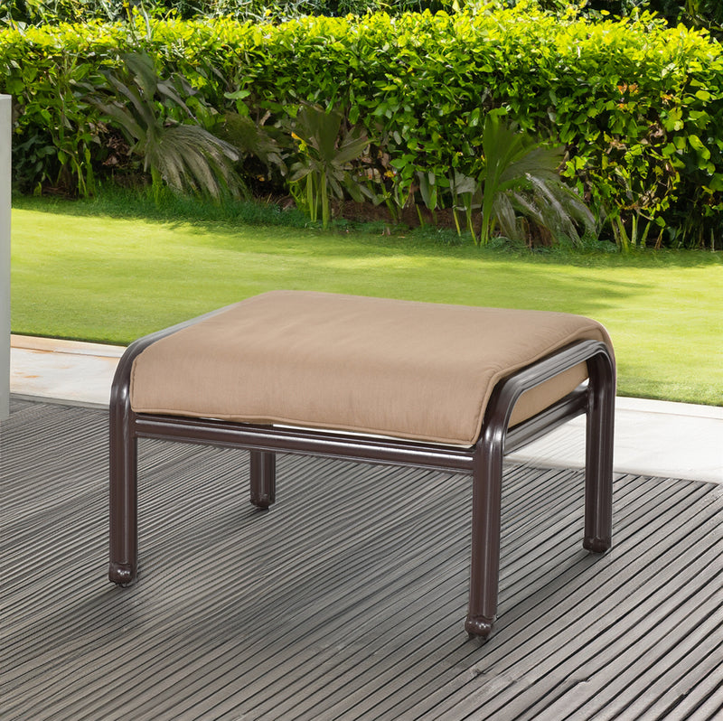 Savannah Ottoman 27 Inch, Outdoor, Cast Aluminum, Bridgeton Moore, Sumbrella, Patio, Furniture