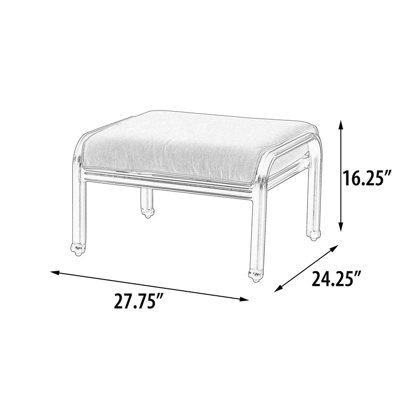 Savannah Ottoman 27 Inch, Outdoor, Cast Aluminum, Bridgeton Moore, Sumbrella, Patio, Furniture