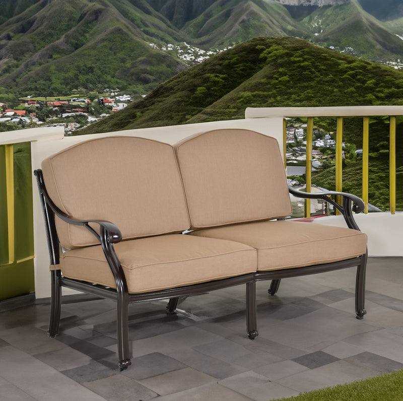 Savannah Loveseat 52 Inch, Outdoor, Deep Seating, Cast Aluminum, Bridgeton Moore, Sumbrella, Patio, Furniture