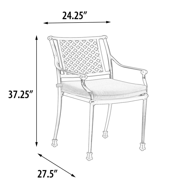 Savannah Dining Chair Outdoor, Stacking, Cast Aluminum, Bridgeton Moore, Sumbrella, Patio, Furniture