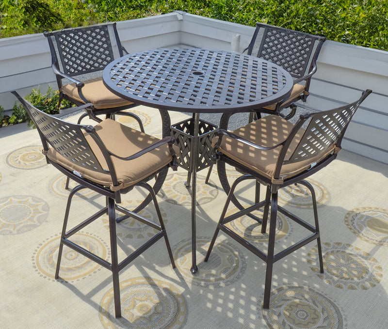 Savannah Barstool Outdoor, Swivel Seat, Cast Aluminum, Bridgeton Moore, Sumbrella, Patio, Furniture