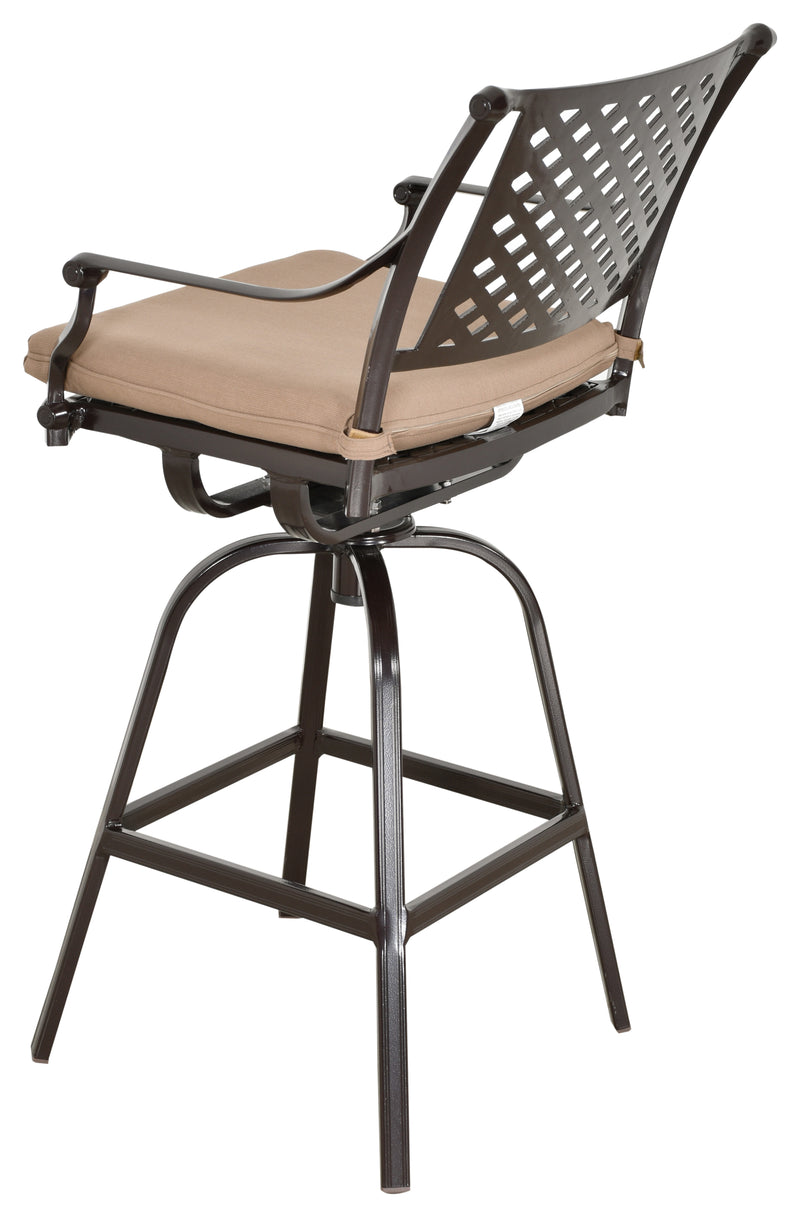 Savannah Barstool Outdoor, Swivel Seat, Cast Aluminum, Bridgeton Moore, Sumbrella, Patio, Furniture