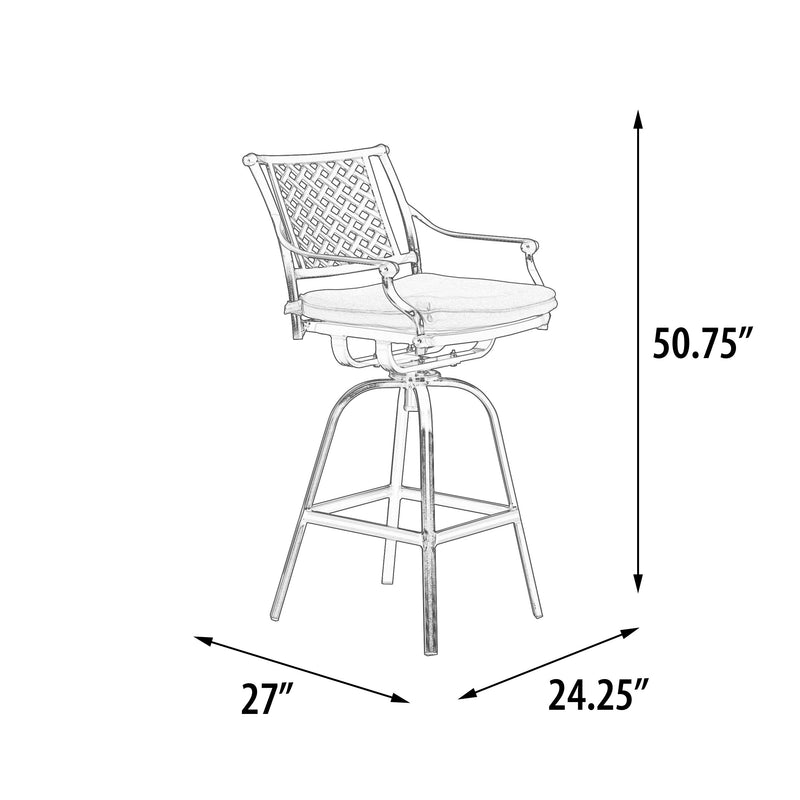 Savannah Barstool Outdoor, Swivel Seat, Cast Aluminum, Bridgeton Moore, Sumbrella, Patio, Furniture