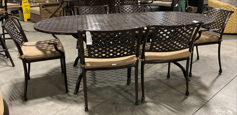 Savannah Oval Dining Set of 7, Outdoor, Cast Aluminum, Bridgeton Moore, Sumbrella, Patio, Furniture