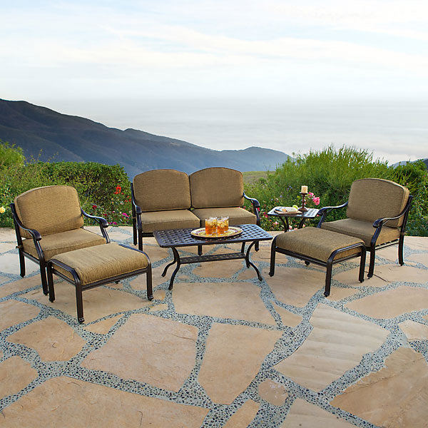 Savannah 7pc Sofa Set Outdoor, Deep Seating, Cast Aluminum, Bridgeton Moore, Sumbrella, Patio, Furniture