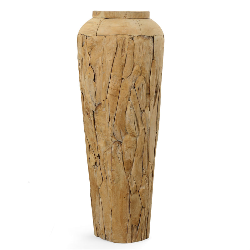 48"H Large Decorative From Reclaimed Teak Wood Handcrafted Unique Rustic Vase