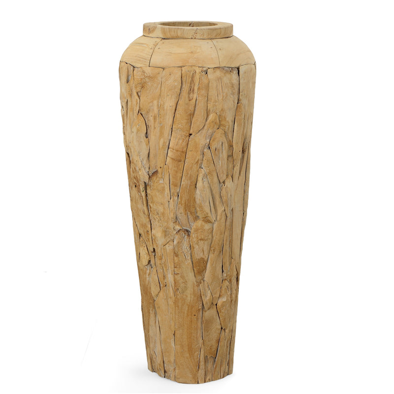 48"H Large Decorative From Reclaimed Teak Wood Handcrafted Unique Rustic Vase